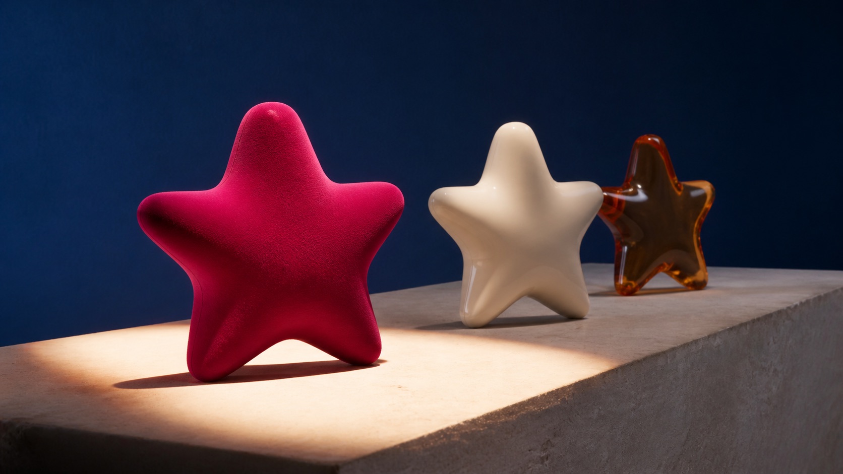 AI concept: the same abstract character in plush, ceramic and resin tests enduring demand across formats; not actual products